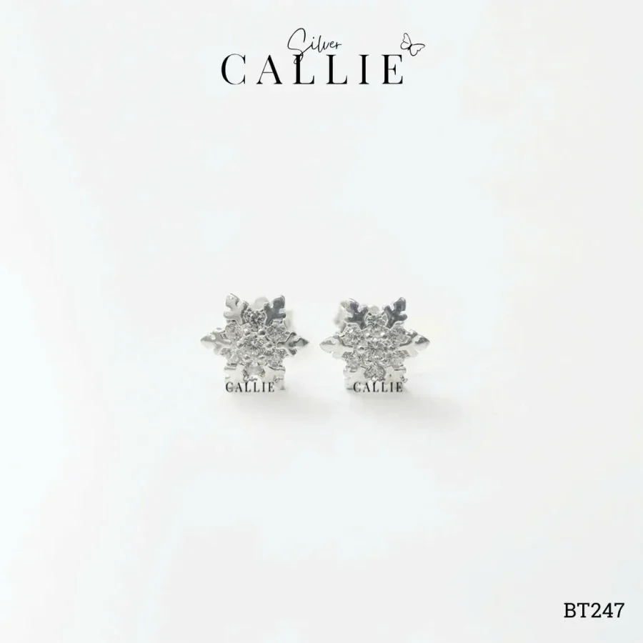 BT247 - Bông tai bạc Callie Silver bông tuyết đính đá