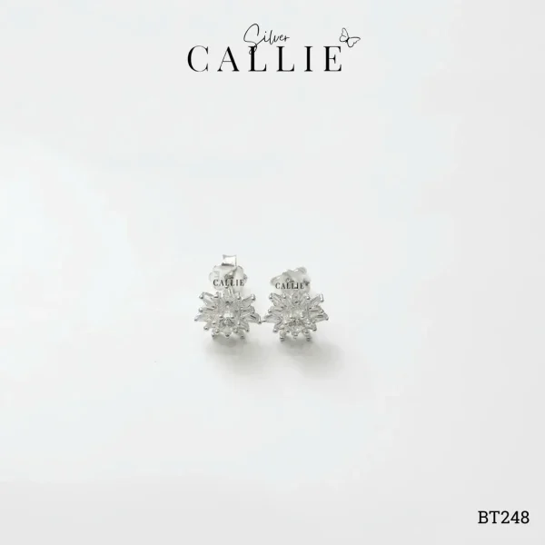 BT248 - Bông tai bạc Callie Silver bông tuyết đá