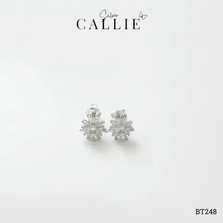 BT248 - Bông tai bạc Callie Silver bông tuyết đá