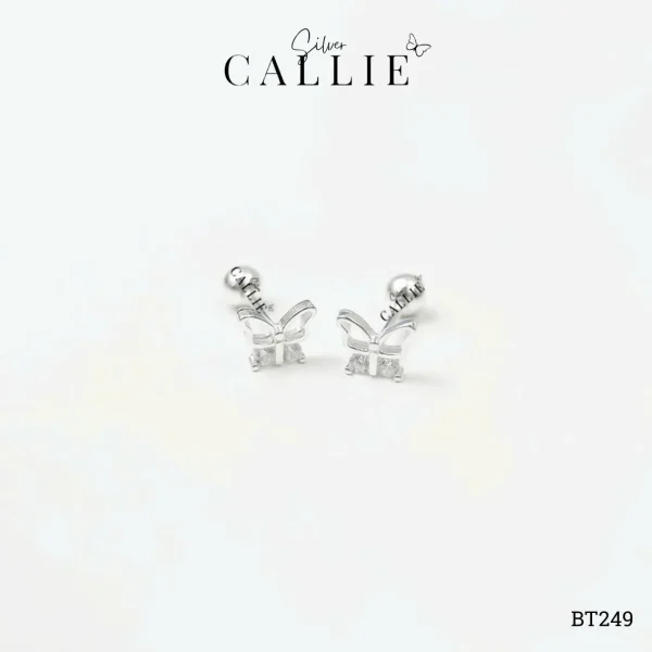 BT249 - Bông tai bạc Callie Silver bướm bướm đính đá đuôi vặn