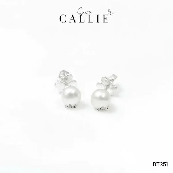 BT251 - Bông tai bạc Callie Silver hột bẹt 5li đuôi vặn