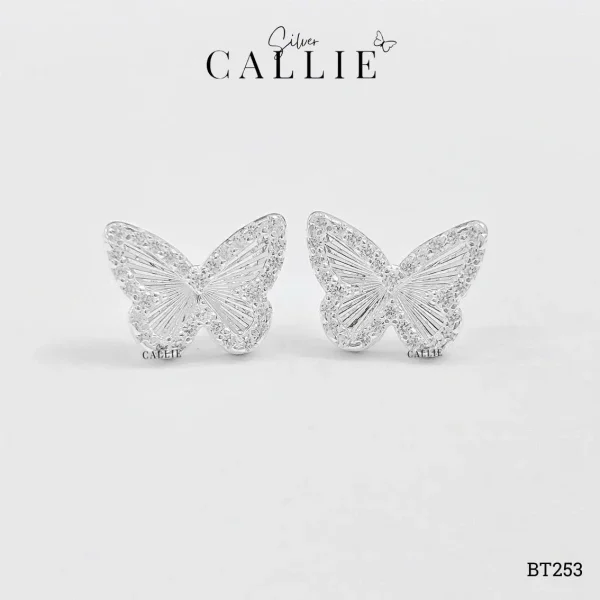 BT253 - Bông tai bạc Callie Silver bươm bướm móc máy đính đá