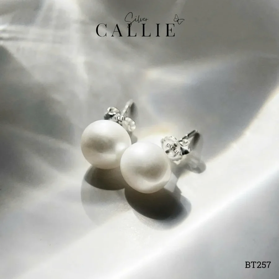 BT257 - Bông tai bạc Callie Silver hột bẹt 9li