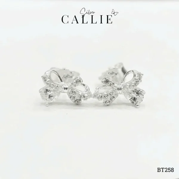 BT258 - Bông tai bạc Callie Silver nơ đính đá