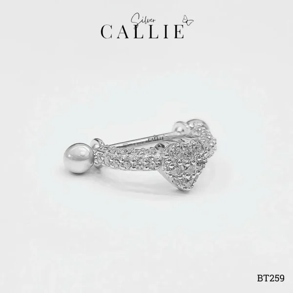 BT259 - Khoen Tai Bạc Thiết Kế Callie Silver Trái Tim Đính Đá