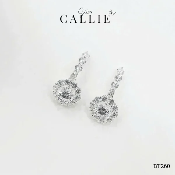 BT260 - Khoen bạc Callie Silver Drop Hoa Đá Quý