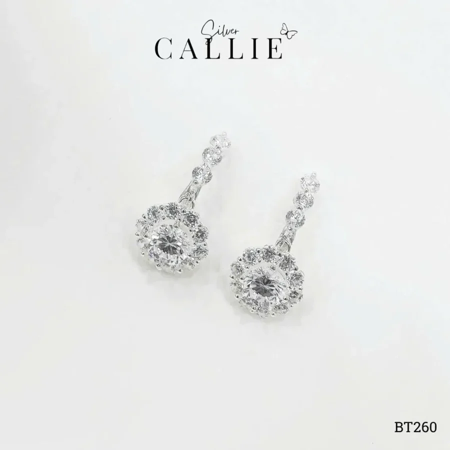 BT260 - Khoen bạc Callie Silver Drop Hoa Đá Quý