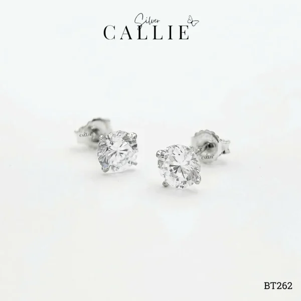 BT262 - Bông tai bạc Callie Silver 1 hột 6li xi kim