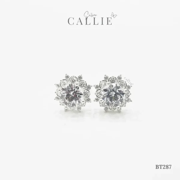 BT287 - Bông tai bạc Callie Silver hoa tuyết xi kim