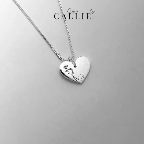 DC276 - Dây chuyền bạc thiết kế Callie Silver trái tim khắc hình
