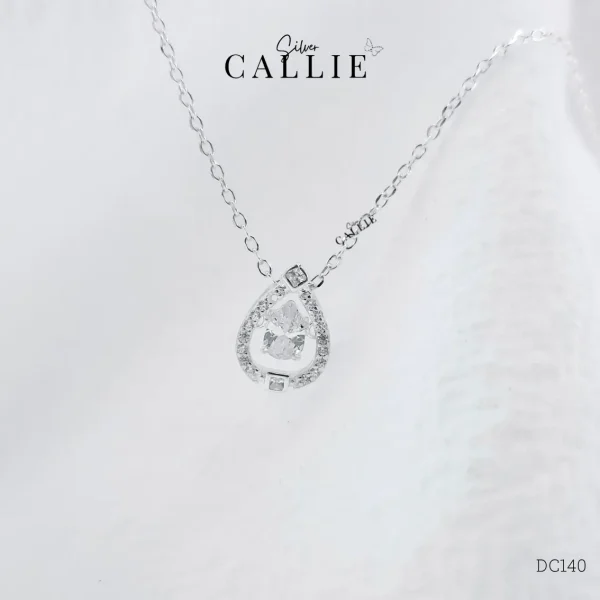 DC140 - Dây chuyền bạc Callie Silver oval đính đá
