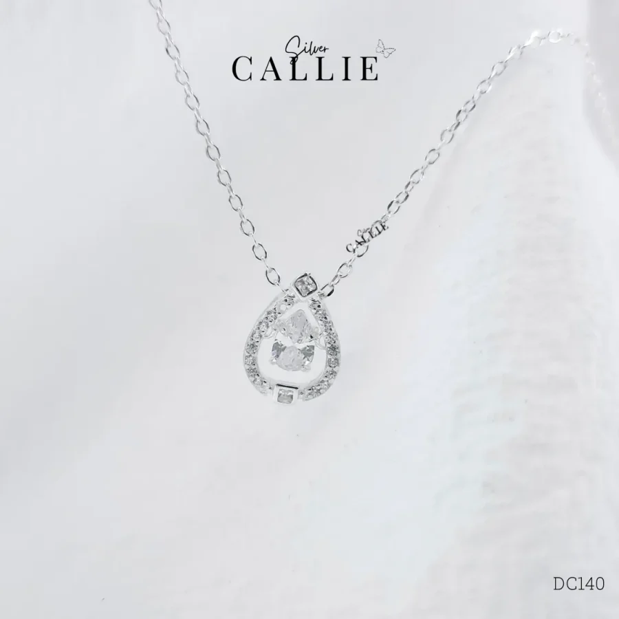 DC140 - Dây chuyền bạc Callie Silver oval đính đá