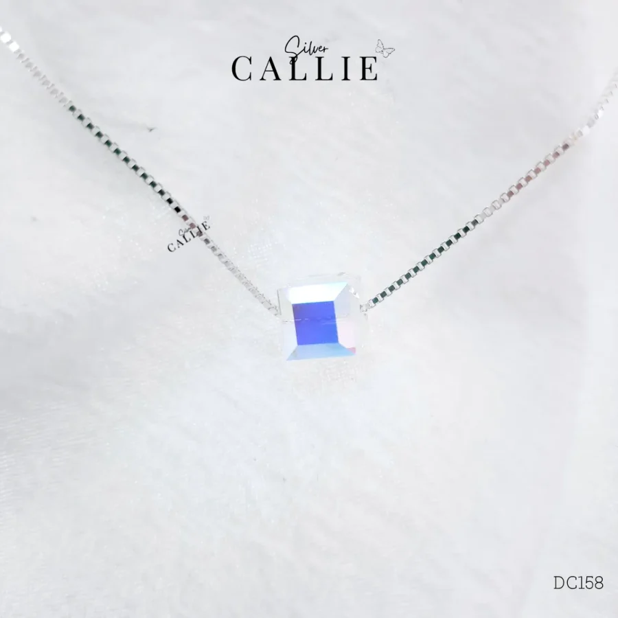 DC158 - Dây chuyền bạc Callie Silver 1 khối vuông pha lê