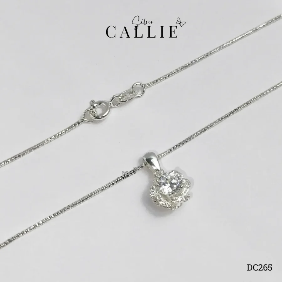 DC265 - Dây Chuyền Bạc Thiết Kế Callie Silver Hoa Hồng Đính Đá