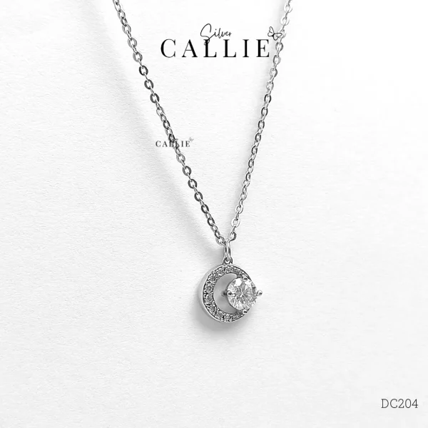 DC204 - Dây chuyền bạc Callie Silver mặt trăng đá moissanite