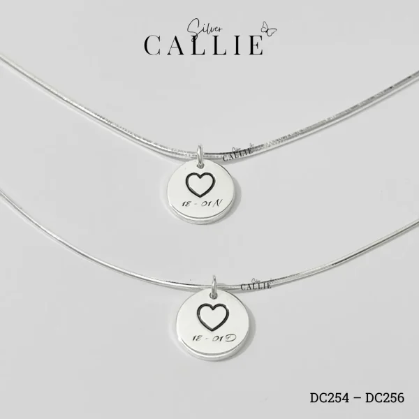 DC254 - DC256: Dây chuyền bạc Callie Silver mặt tròn dây mì