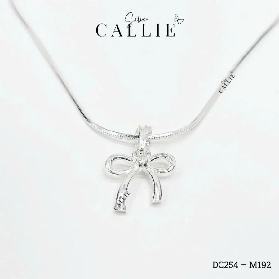 DC254 - M192: Dây chuyền bạc Callie Silver nơ ruy băng trơn
