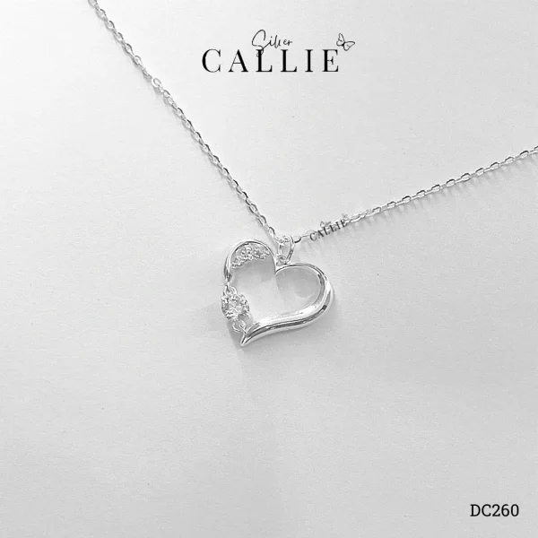 DC260 - Dây chuyền bạc thiết kế Callie Silver trái tim đính đá