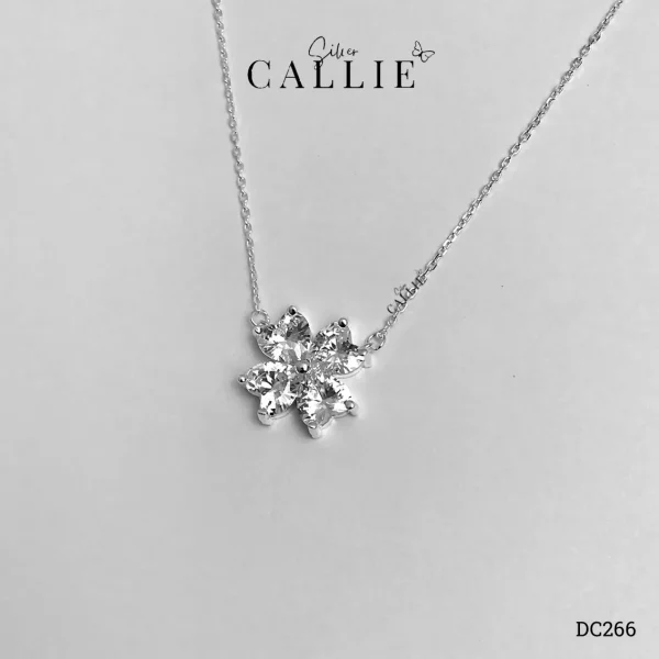 DC266 - Dây chuyền bạc Callie Silver cỏ 4 lá đá
