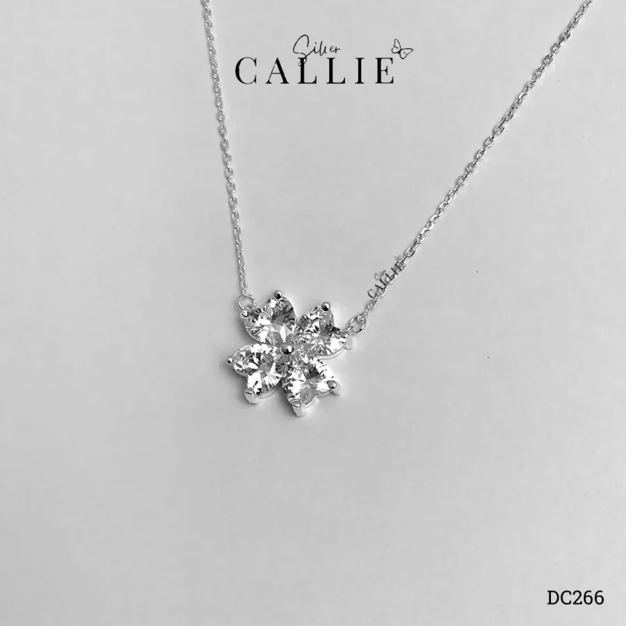 DC266 - Dây chuyền bạc Callie Silver cỏ 4 lá đá