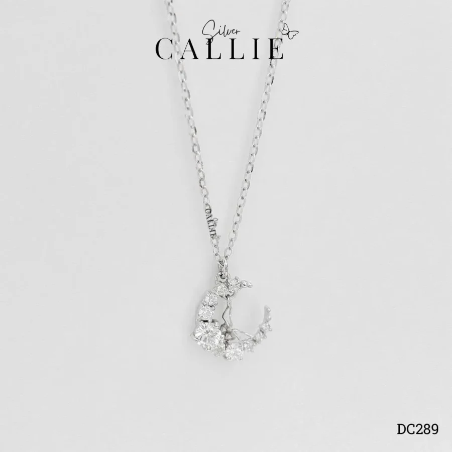 DC289 - Dây Chuyền Bạc Thiết Kế Callie Silver Mặt Trăng Kèm Bướm Treo