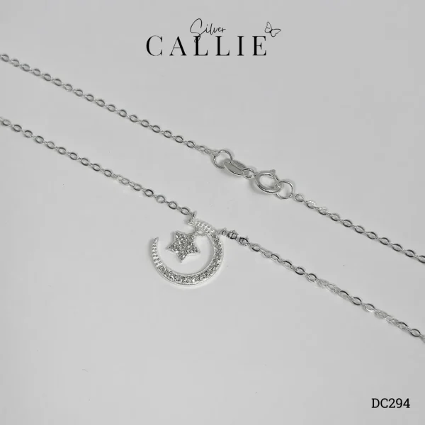 DC294 - Dây Chuyền Bạc Thiết Kế Callie Silver Trăng Và Sao Treo