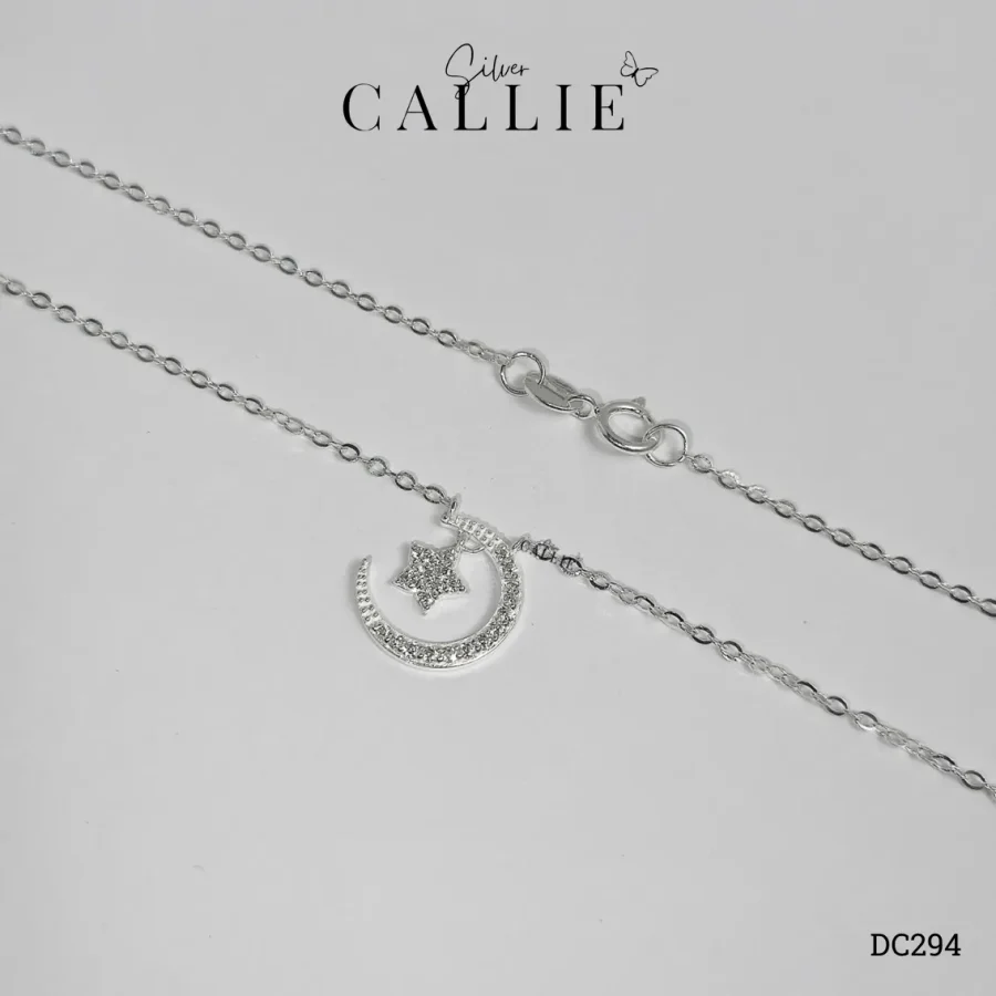 DC294 - Dây Chuyền Bạc Thiết Kế Callie Silver Trăng Và Sao Treo