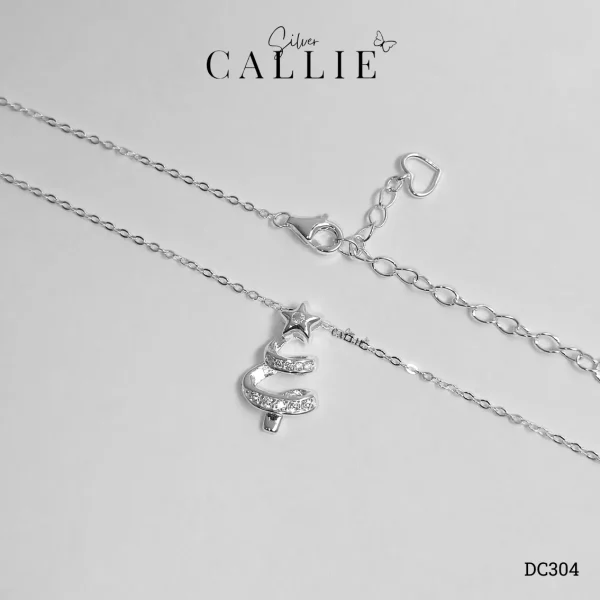 DC304 - Dây chuyền bạc Callie Silver cây thông xoắn đính đá