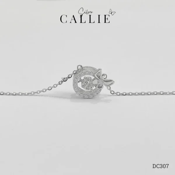 DC307 - Dây chuyền bạc Callie Silver vòng tròn đá nhảy bướm