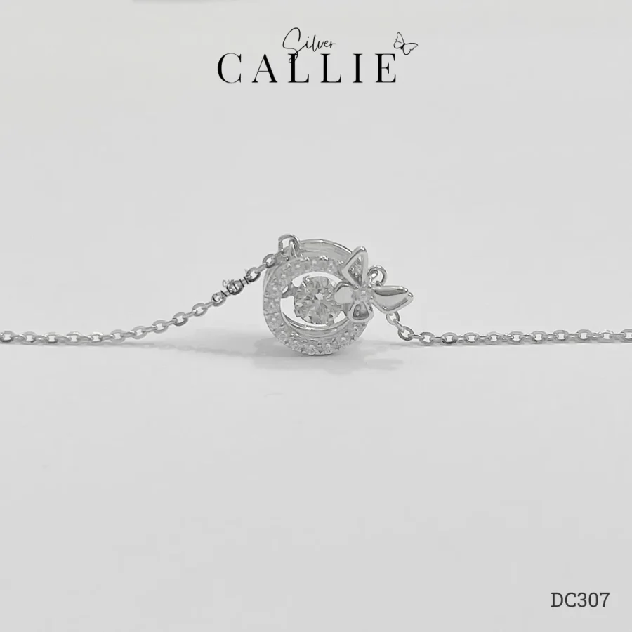 DC307 - Dây chuyền bạc Callie Silver vòng tròn đá nhảy bướm