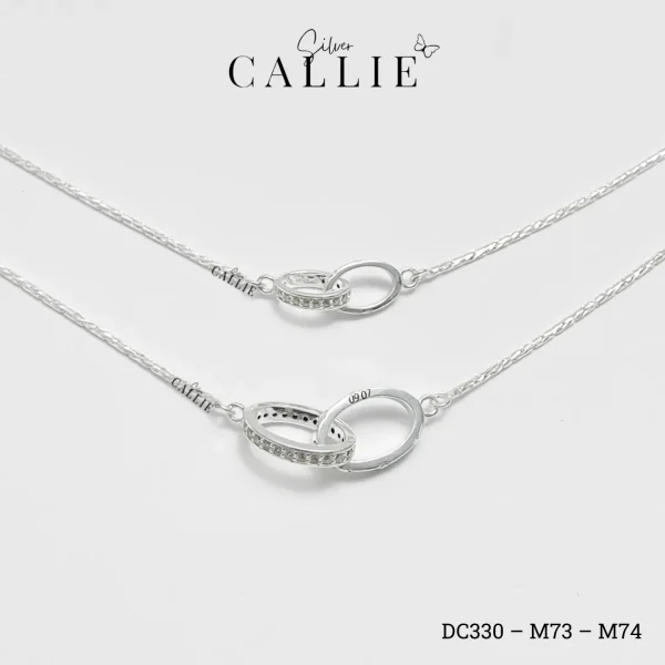 DC330 - Dây chuyền bạc Callie Silver mặt lồng nhau dây lấp lánh