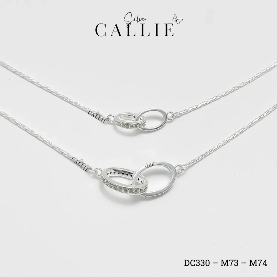 DC330 - Dây chuyền bạc Callie Silver mặt lồng nhau dây lấp lánh