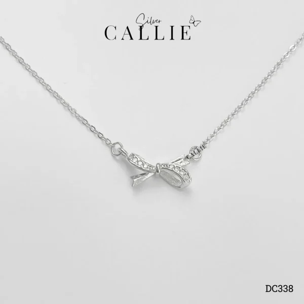 DC338 - Dây chuyền bạc Callie Silver nơ đính đá xi kim