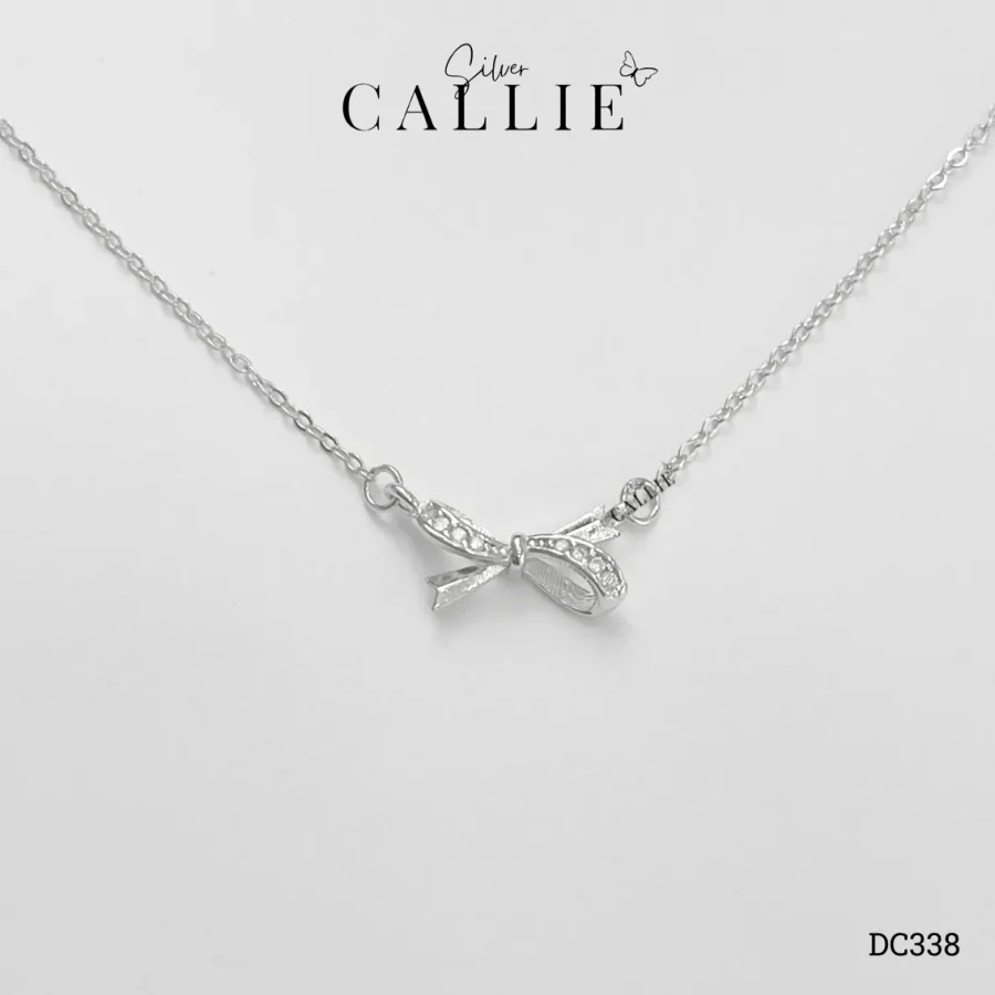 DC338 - Dây chuyền bạc Callie Silver nơ đính đá xi kim