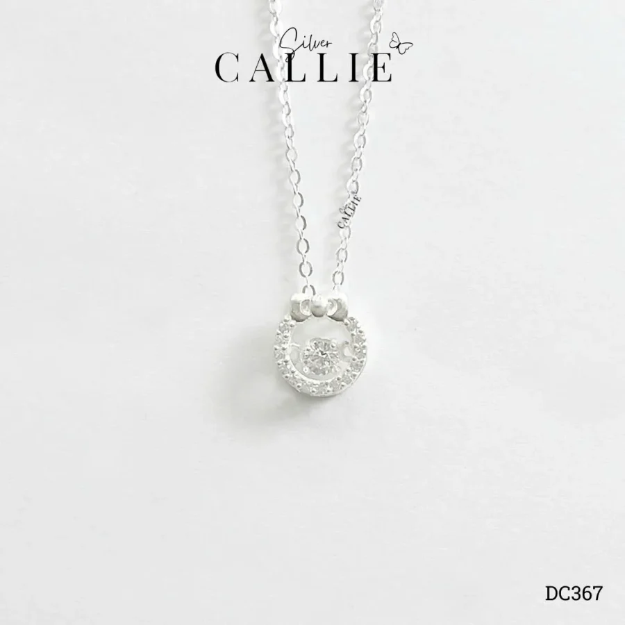 DC367 - Dây Chuyền Bạc Callie Silver Nơ Đính Đá Nhảy