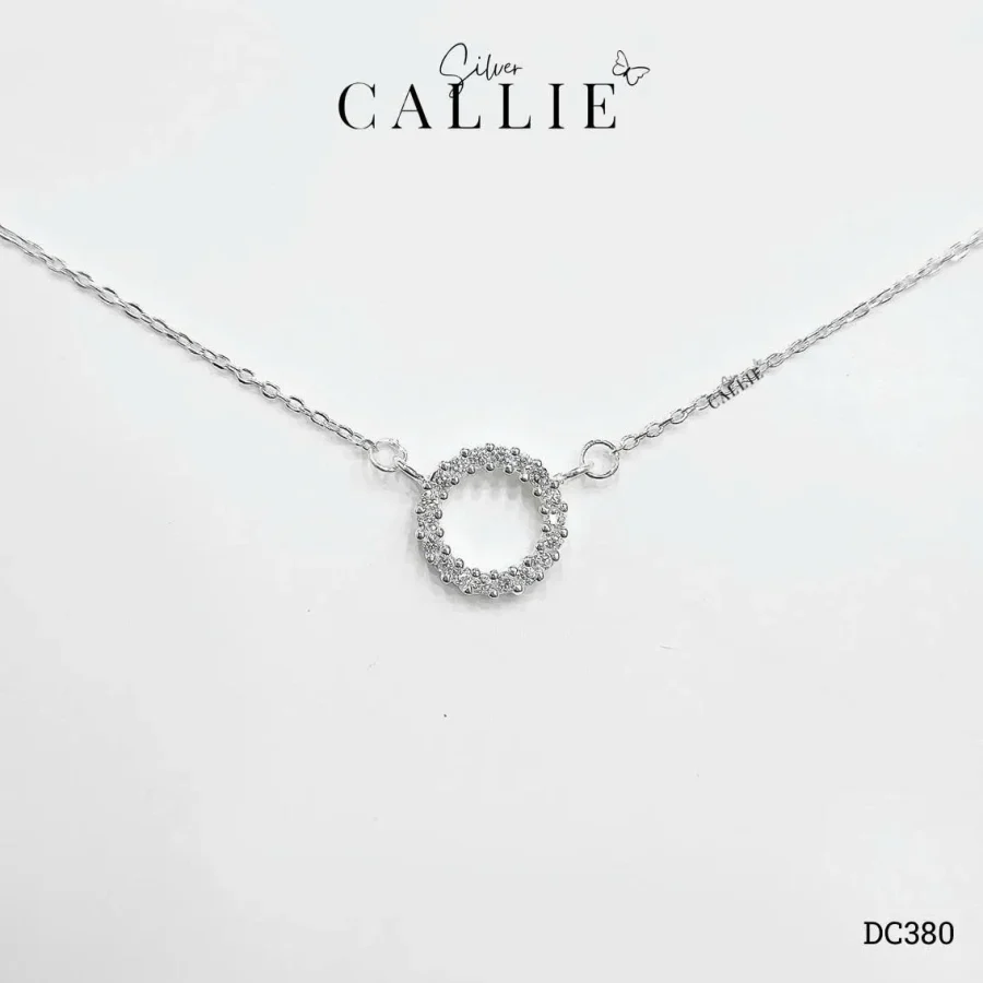 DC380 - Dây chuyền Callie Silver mặt tròn đính đá