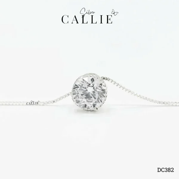 DC382 - Dây chuyền Callie Silver 1 viên chủ 6li5 chấu bao