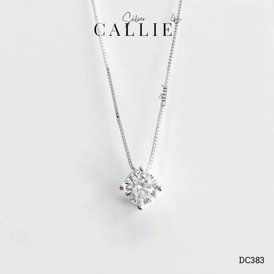 DC383 - Dây chuyền bạc Callie Silver 1 viên chủ 6li5 bốn chấu