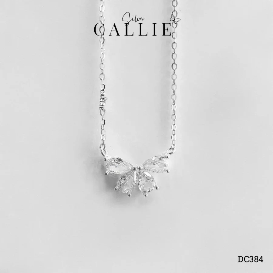 DC384 - Dây chuyền bạc Callie Silver mặt nơ đá