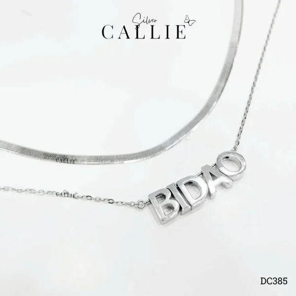 DC385 - Dây Chuyền Bạc Thiết Kế Callie Silver Dây Đôi Mặt Chữ