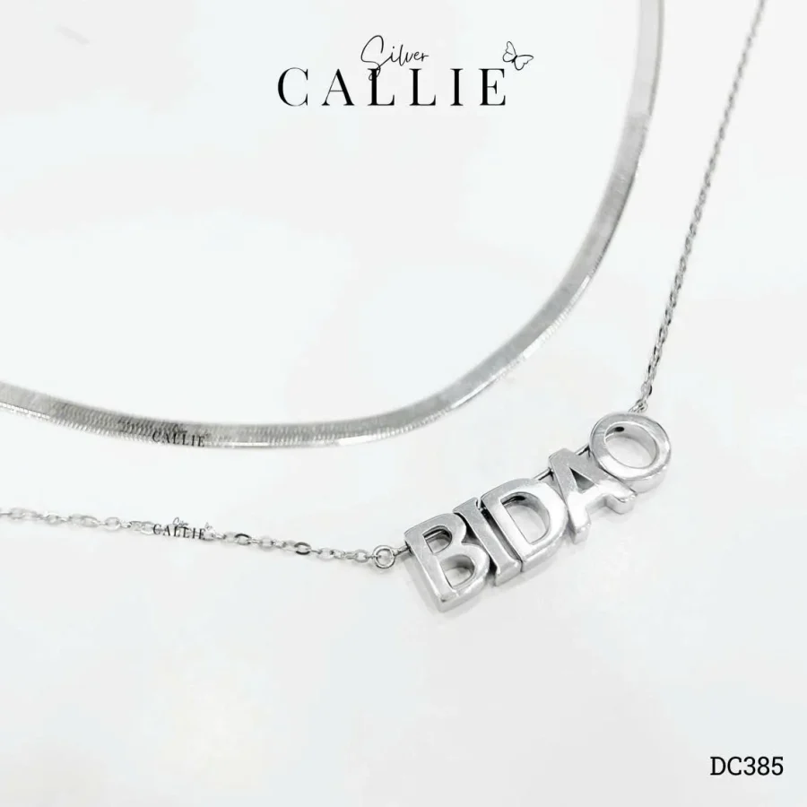 DC385 - Dây Chuyền Bạc Thiết Kế Callie Silver Dây Đôi Mặt Chữ