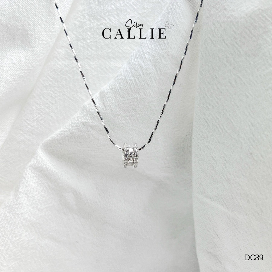 DC39 - Dây chuyền bạc Callie Silver mặt bánh xe rời đính đá dây trơn xoắn