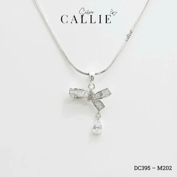 DC395 - M202: Dây chuyền bạc Callie Silver nơ đá treo giọt nước