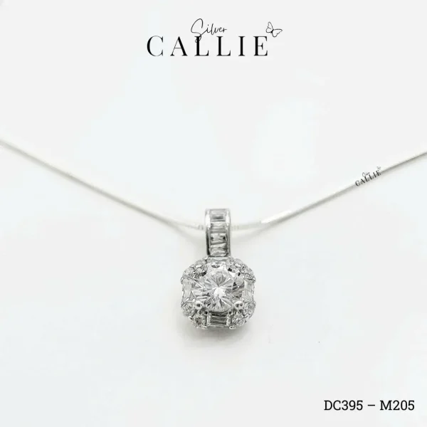 DC395 - M205: Dây chuyền bạc Callie Silver đá vuông khoen baguette