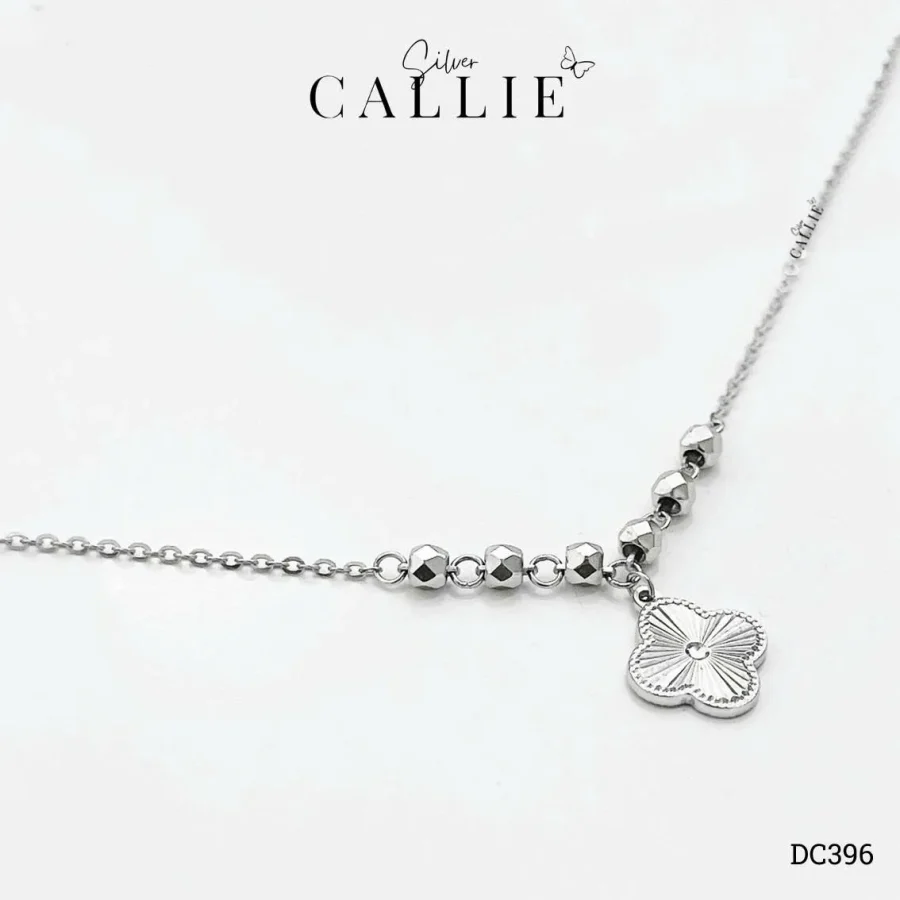 DC396 - Dây chuyền bạc Callie Silver cỏ 4 lá và bi xi kim