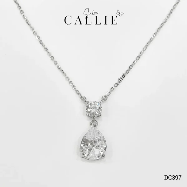 DC397 - Dây chuyền bạc Callie Silver giọt nước xi kim