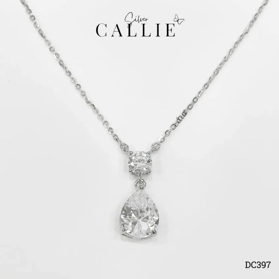 DC397 - Dây chuyền bạc Callie Silver giọt nước xi kim