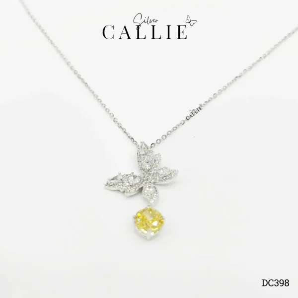 DC398 - Dây chuyền bạc Callie Silver bướm đá treo đá vàng xi kim