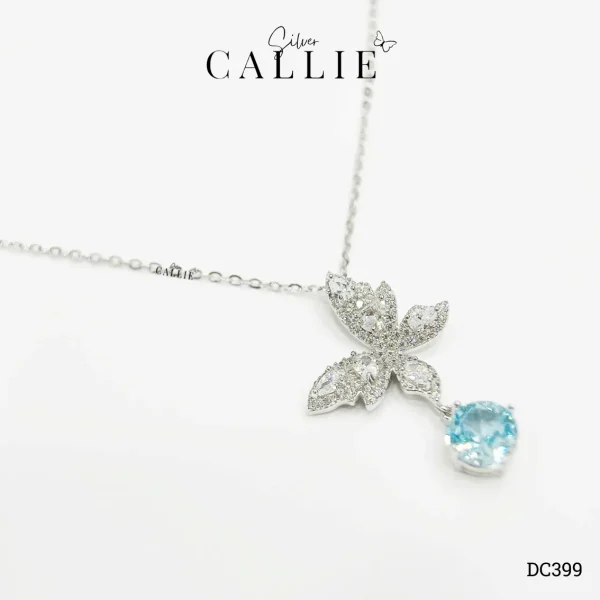DC399 - Dây chuyền bạc Callie Silver bướm đá treo đá xanh dương xi kim