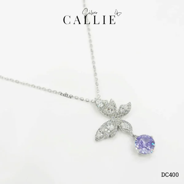 DC400 - Dây chuyền bạc Callie Silver bướm đá treo đá tím xi kim